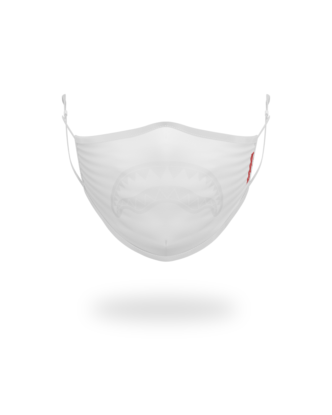 ADULT WHITE ON WHITE SHARK FORM-FITTING FACE MASK